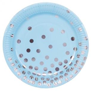 набор тарелок Тарелка одноразовая Веселая Затея Горошек бумажная голубая с рисунком 170 мм 6 штук в упаковке