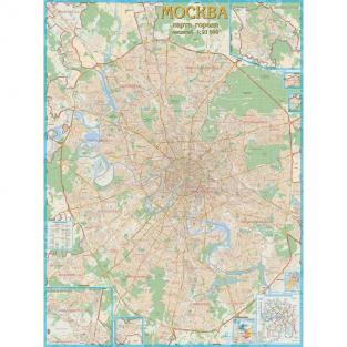 территориально-административная карта АГТ Геоцентр Настенная карта Москвы (с каждым домом) 1:21 000