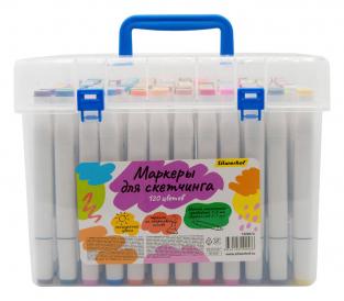 SILWERHOF Набор маркеров для скетчинга двойной пиш. наконечник 1-7мм 120цв. пластиковая коробка