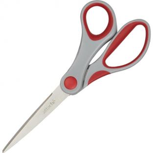 Ножницы 180 мм Attache с пластиковыми прорезиненными анатомическими ручками серого/красного цвета