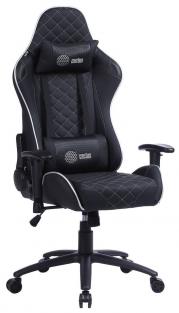 Кресло, стул CACTUS Кресло игровое CS-CHR-030BLS черный/серебристый эко.кожа с подголов. крестов. сталь