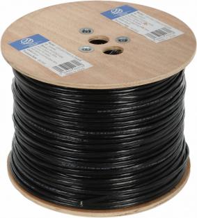 NINGBO Кабель сетевой UTP 4 пары cat5E solid 0.5мм Cu molded 305м черный outdoor стальной трос