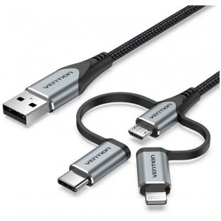 Адаптер USB3.0 - Micro-B, USB-C, Lightning M Vention (CQJHF)