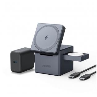 Беспроводная зарядная панель 3 в 1 Для IPhone, Apple Watch, Airpods Anker 3-IN-1 Cube MagSafe Y1811 15W Black