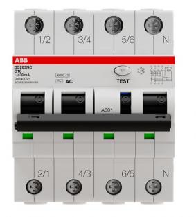 Диф DS203NC C16 AC30 4 модуля дифференциальный автомат ABB