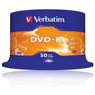 Оптический диск DVD-R диск Verbatim 4,7Gb 16x 50шт. CakeBox (43548)