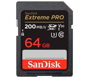 Карта памяти SanDisk Extreme Pro SDXC 64GB UHS-I Class 3 V30, чтение 200, запись 90 МБ/с