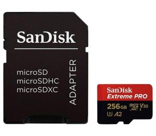 Карта памяти SanDisk MicroSDXC 256GB Extreme PRO V30 U3 A2 чтение 200, запись 140 МБ/с, с адаптером