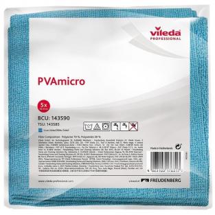Салфетки хозяйственные Vileda Professional ПВА Микро микрофибра 38х35 см 250 г/кв.м синие (5 штук в упаковке)
