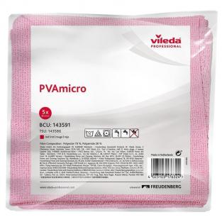 Салфетки хозяйственные Vileda Professional ПВА Микро микрофибра 38х35 см 250 г/кв.м красные (5 штук в упаковке)