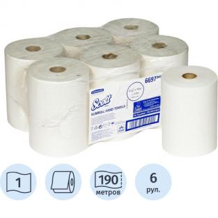 Полотенца бумажные в рулонах KIMBERLY-CLARK Scott Slimroll 1-слойные 6 рулонов по 190 метров (артикул производителя 6697)