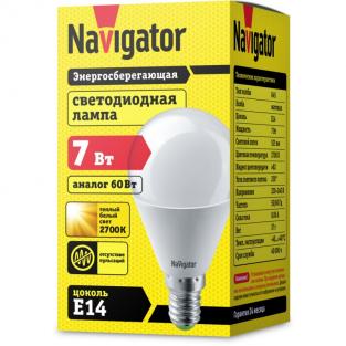 Светодиодная лампа шар Navigator 94 466 NLL-G45-7-230-2.7K-E14, цена за 1 шт.