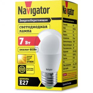 Светодиодная лампа шар Navigator 94 467 NLL-G45-7-230-2.7K-E27, цена за 1 шт.