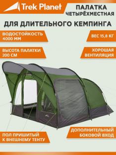 Четырехместная кемпинговая палатка Siena Lux 4, Зеленый