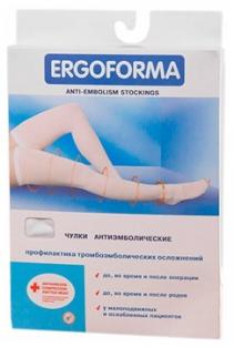 Ergoforma / Эргоформа - антиэмболические чулки (1 класс), открытый носок, размер L, белые