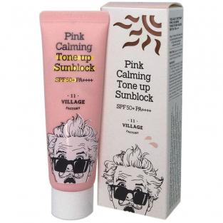 VILLAGE 11 FACTORY Успокаивающий солнцезащитный крем Pink Calming Sun Block SPF50+ PA++++, 50 мл.