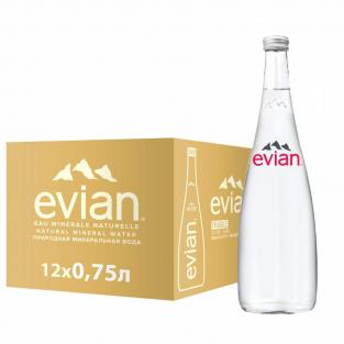 Вода минеральная Evian негазированная 0.75 л (12 штук в упаковке)