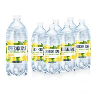 Вода питьевая Сенежская + лимон, мята сильногазированная 1 л (6 штук в упаковке)