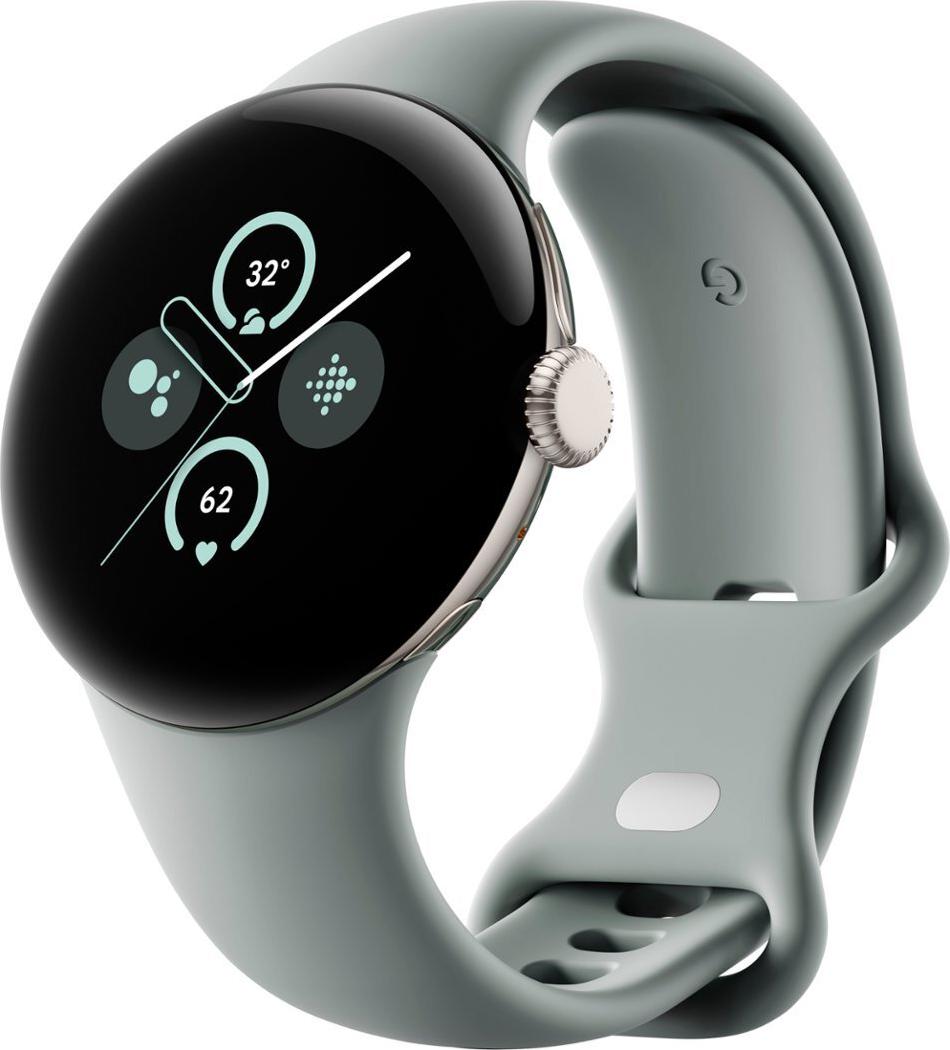 Google Pixel Watch 2 41 mm Champagne Gold Aluminum Case with Silicone Hazel Active Band