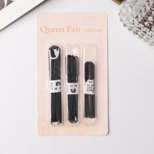 Аксессуар для волос Queen Fair Шпильки для волос (набор 30 шт) 6 см, 7 см, 8 см, чёрный, 3 штуки