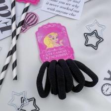 Аксессуар для волос Выбражулька Резинка для волос "Махрушка" (набор 6 шт) 5 см, чёрный