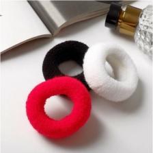 Аксессуар для волос Выбражулька Резинка для волос "Махрушка" широкая классика, 7х2 см, белый, чёрный, красный 788124