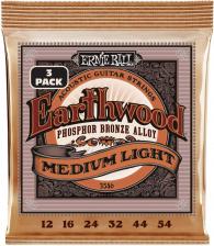 Аксессуар к муз.инструменту Ernie Ball 3546 набор из 3х комплектов для акуст.гитары Earthwood Medium Light Phosphor Br