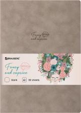 Альбом Brauberg Тетрадь 60 л. без линовки обложка кожзам под замшу, сшивка, B5, СЕРЫЙ, CAPRISE, 403865