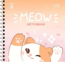 Альбом Meshu Скетчбук 60 листов, 15 х 15 см "Meow", на гребне