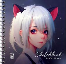 Альбом Meshu Скетчбук 60 листов, 15 х 15 см "Neko", на гребне