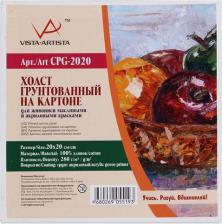 Альбом Vista-Artista Холст грунтованный на картоне CPG -2020 100% хлопок 20 х 20 см 280 г/кв.м мелкозернистый