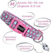 Амуниция для собак Doog Ошейник для собак "Luna", розовый с каплями, M, 32-46см (Австралия)