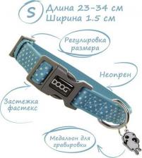 Амуниция для собак Doog Ошейник для собак Snoopy голубой с белым 23-34см S (Австралия)