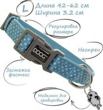 Амуниция для собак Doog Ошейник для собак Snoopy голубой с белым 42-62см L (Австралия)
