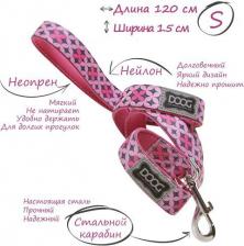 Амуниция для собак Doog Поводок для собак "Toto", розовый с узором, S, 120х1.5см (Австралия)