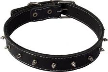 Амуниция для собак Каскад Ошейник для собак повседневный, обхват шеи 44-53 см 30мм, кожа, металл, черный