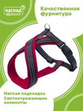 Амуниция для собак Каскад Шлейка нейлоновая Х-образная с мягкой подкладкой красная для собак 15мм 26х34см