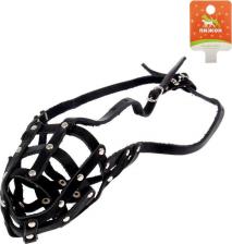 Амуниция для собак Пижон Намордник кожаный сетчатый с перемычкой №3 овчарка, ДН 11 см, ОМ 30 см, микс