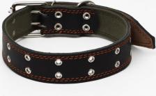 Амуниция для собак Пижон Ошейник комбинированный кожа/брезент, 83 х 4,5 см, безразмерный, чёрный