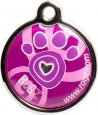Амуниция для собак Rogz адресник металлический "Розовая лапка" (25 г)