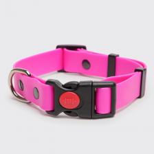 Амуниция для собак RunGo Ошейник для собак из биотана с фастексом, обхват шеи 37-55 см, ширина 2,5 см, розовый