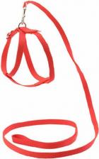 Амуниция для собак Yami-Yami амуниция Шлейка 45*1,4см +поводок 1,2м красные капроновые 0,03 кг 35015.красн