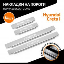 Автопринадлежность AutoMax Накладки на пороги Hyundai Creta 2016-2021, с надписью, 4 шт., AMHYCRE01