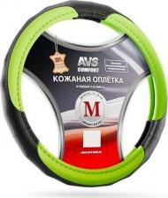 Автопринадлежность AVS Оплетка на руль (размер M, зелёный) (натуральная кожа) GL-910M-GR