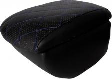 Автопринадлежность PSV Подлокотник Toyota Avensis II 2003-2008 г. - черная перф-ая экокожа, ромб синий