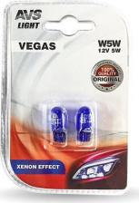 Автосвет AVS Лампа Vegas в блистере 12V. W5W XENON EFFECT (W2,1x9,5d) 2шт