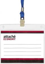 Бейдж Attache Бейдж горизонтальный 108x126 мм с зажимом и синей тесьмой