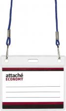 Бейдж Attache Бейдж горизонтальный 78x96 мм с зажимом и синей тесьмой 4670072269733