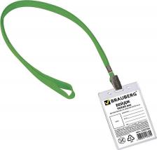 Бейдж Brauberg Бейдж вертикальный (90х60 мм), на зеленой ленте 45 см, 235700