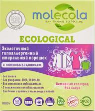 Бытовая химия Molecola Экологичный порошок для стирки цветного белья с пятновыводителем, 1 кг